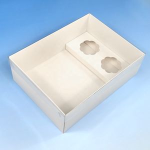 XJH 2 Hole Cookie Boxes with Clear Lid Bakery Cake Packaging Muffin Cup Cake Box for Birthday Party Wedding
