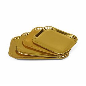 Food Grade Biodegradable Birthday Party Tableware Golden Square Pulp Paper Plate