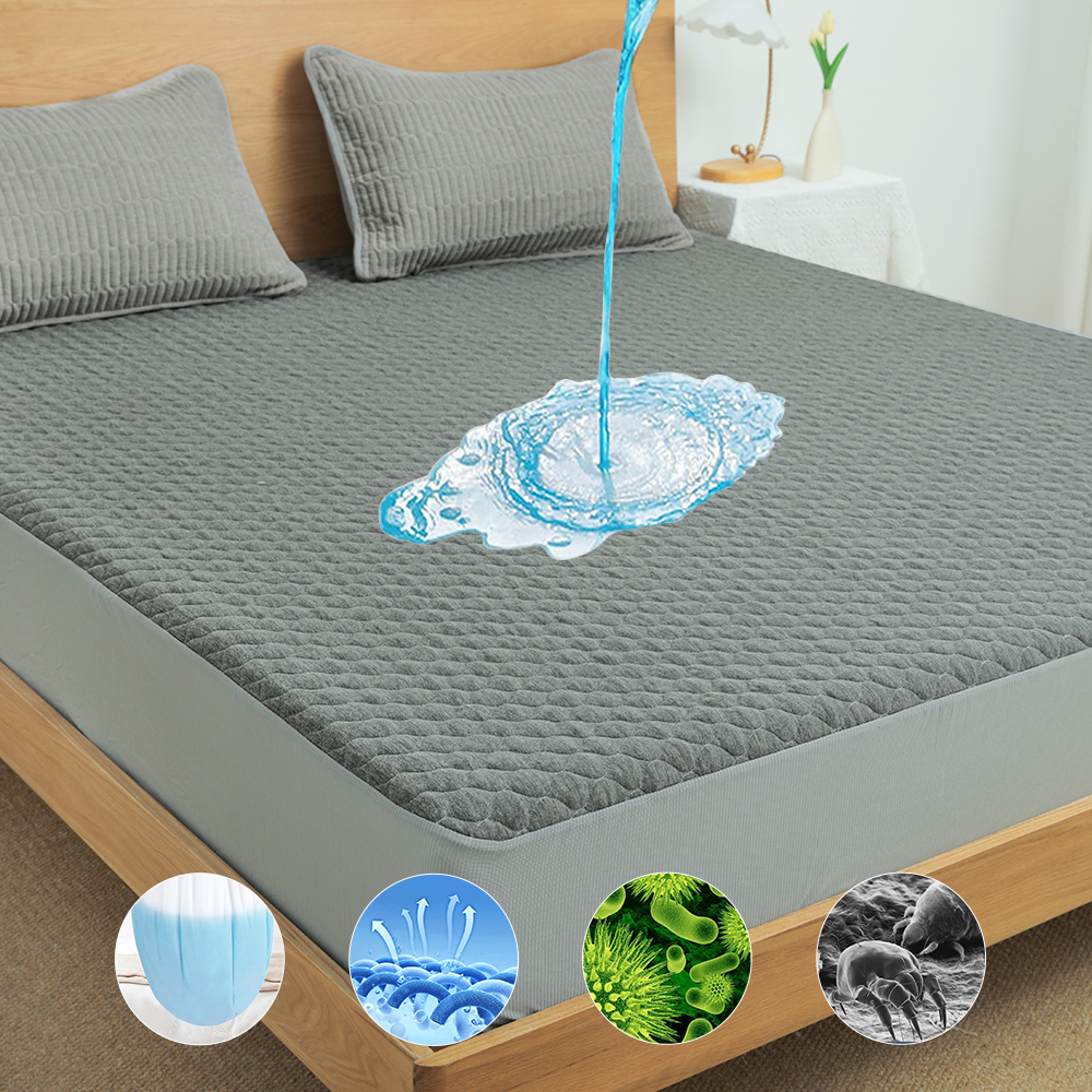 Wholesale Factory 1pcs Waterproof Mattress Protector Solid Color Mattress Cover Premium super soft comforter bedsheet