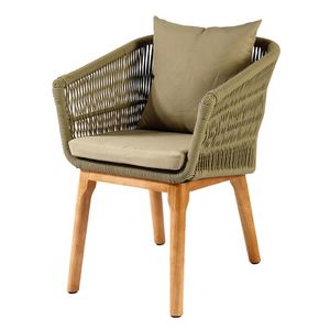 Wholesale Leisure Patio Balcony Furniture Outdoor Teak Wood Rope Dining Chair for Garden Set