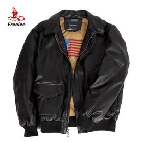 A2 high quality PU leather flight jacket, custom leather bomber jacket for men