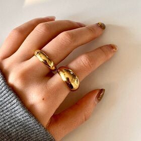 18k gold ring  Minimalist Style simple rings jewelry women Band Ring