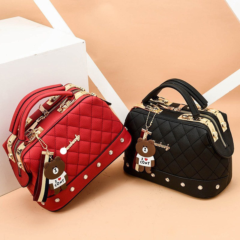 Hot Selling 2024 Luxury Women's Bag Pu Leather Fashion Tote Hand bag Diamond Grid Boston Shoulder Crossbody Bag Ladies