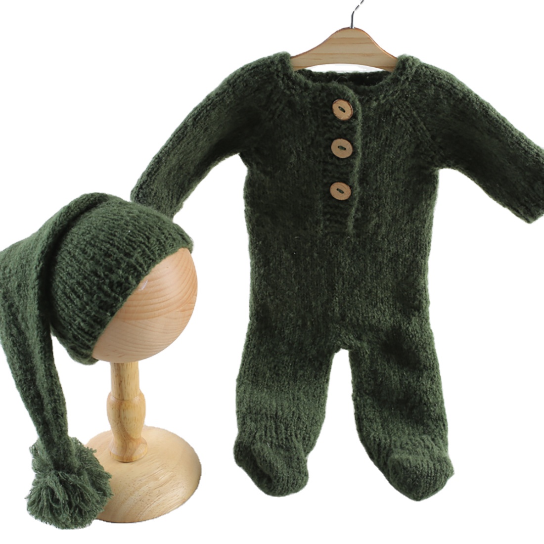 Newborn Knitted Romper And Christmas Hat Set Baby Outfit Newborn Photography Props Baby Boy Clothes Photo Prop