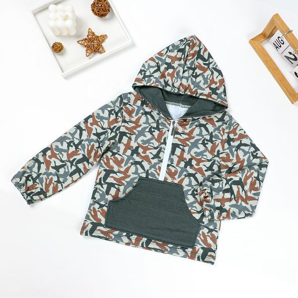 Wholesale RTS baby boys fall clothing toddler long sleeve pullover shirt customized mallard duck print hoodie shirts for kids