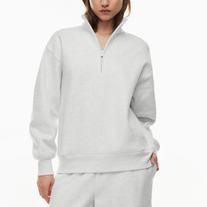 Custom OEM designer High end supplier for brand 100% cotton mid zipper regular daily sport sweatshirts women