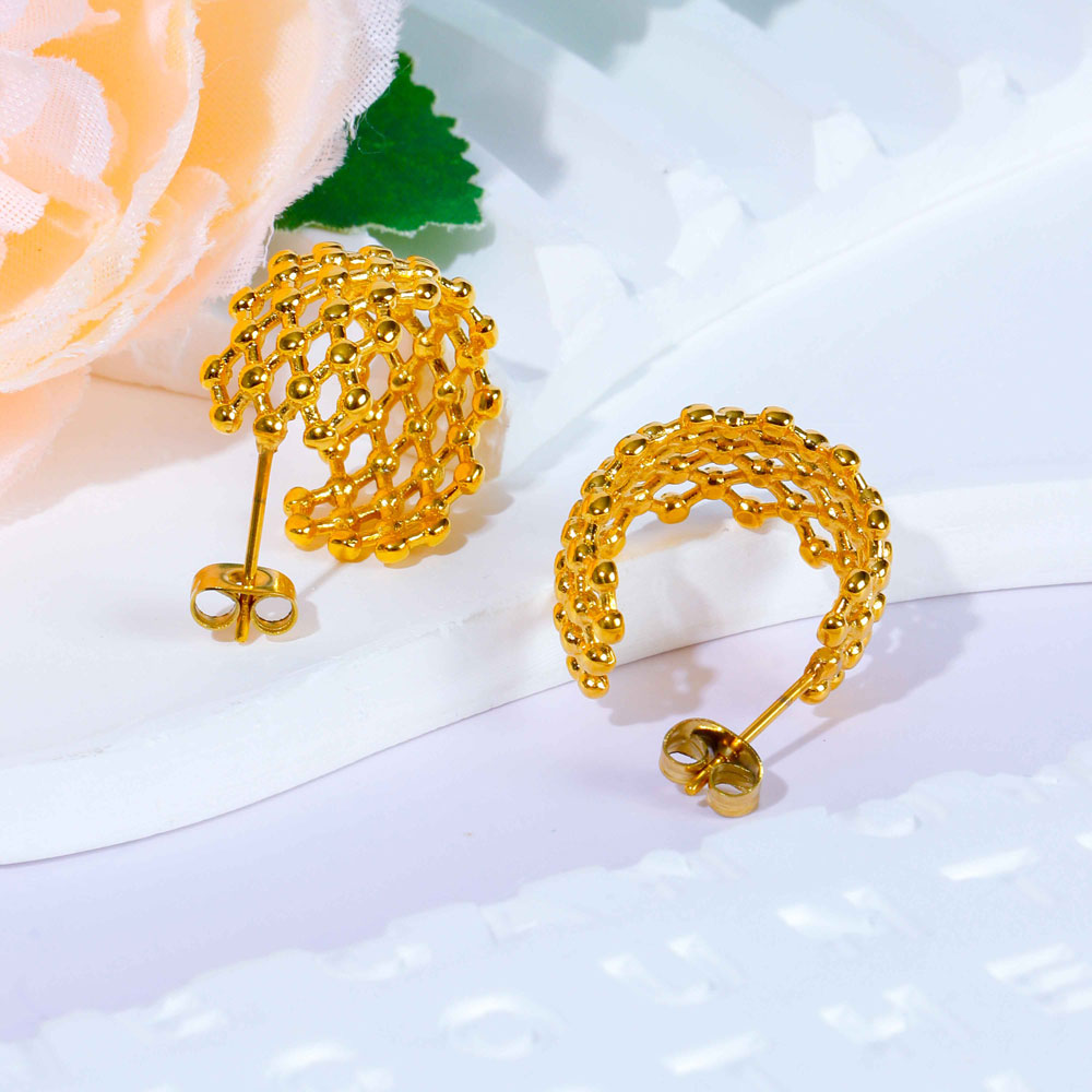 Fashion Designer Fine Jewelry Luxury Women's Stainless Steel Set Pendant Earring Gold Plated Ear Earrings For Women