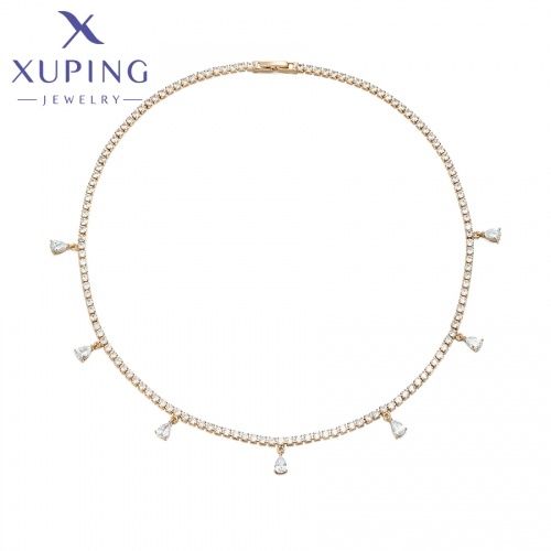 X000850914 Xuping Jewelry Fashion Necklaces Inlayed Stone Luxury 18k Gold Plated Chain For Women Necklace