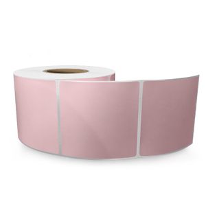Custom Pink Color 4x4 Size 100x100mm Semi Gloss Paper Colored Adhesive Label Thermal Transfer Shipping Label