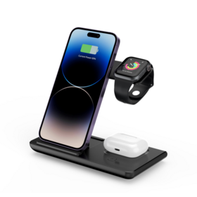 Wholesale 15W quick charge Foldable Wireless charging stand Phone+iWatch+TWS earphone Wireless Charger 3-in-1 with night light