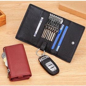 Wholesale custom compact leather car key holder luxury wallet key case