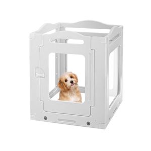 Dog Crate Pet Pen Cage Puppy Enclosure Play pen Exercise Indoor Outdoor Kennel Whelp ing Box Plastic Gate With Door Panel