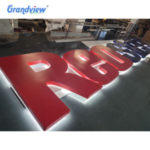 Led shop Signs Letters Outdoor Custom Business Building advertising Stainless Metal Led Signage 3d Led Frontlit letter sign