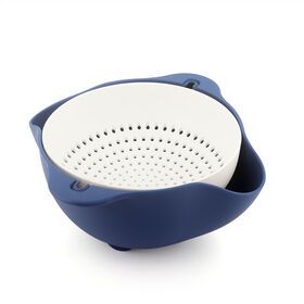 Double-layer Rotatable Colander, Heat-resisted Pasta Strainer, Food Level BPA Free Colanders and Strainers Bowls Set,2 Set Kitchen