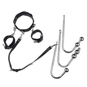 Erotic Sex Toys Adult Games Leather Bondage Dominanc Sadism Masochism Sets Sexy Adjustable Leather Handcuffs Collar Anal hook