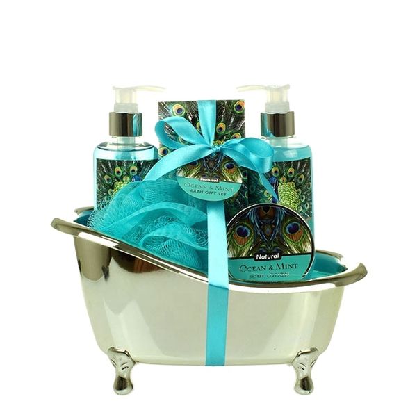 Body Cream And Body Lotion beautiful cleaning Bath Gift Set With Ceramic Tub