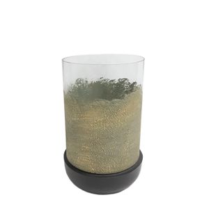 New Decorative Luxury Candle Pillar Holder Iron And Glass Black Powder Coated Finishing For Tabletop Decoration