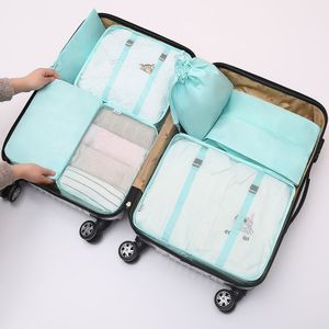 OEM ODM Custom 7Pcs Travel Clothing Portable Bag Set Waterproof Foldable Suitcase Organizer Lightweight Luggage Storage Bag