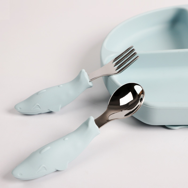 Newsun Silicone Products Co., Ltd Newsun Silicone Factory Wholesale Bpa Free Silicone Baby Spoon Set Led Weaning Training Spoon First Stage Kids Feeding Utensil