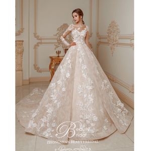 Hot sales Beauty Bridal Luxury  Ball gown  High quality 3D Lace  wedding dress Contrast Color