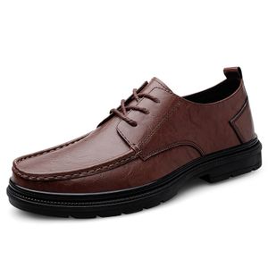 Men's Dress Uniform Dress Oxford Shoes Tooling Work & Safety Outdoor Platform Height Increasing Low-top Lace Up Leather Casual