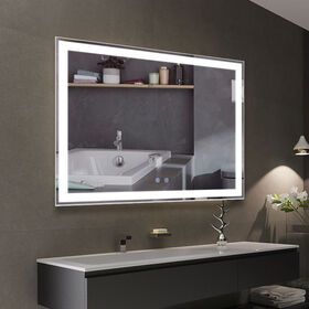 Highlighted LED bathroom mirror with anti-fog,dimming & 3000K-6000K color temperature IP65 illuminated mirror CE,UKCA,ETL,SAA