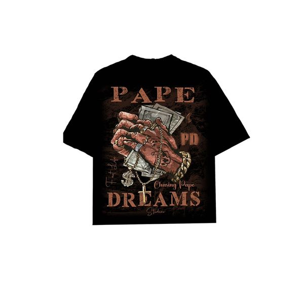 Wholesale Transfers Heat Transfer Designs T Shirts Summer Custom Cotton Black Breathable 3d Money Pattern T Shirt
