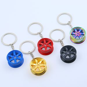 Wholesale Zinc Alloy Car Modification Wheel Keychain Creative Metal Car Parts Tire Keyring Hot Wheels Key Holder Gift