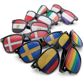Football Party Sunglasses with Customized Flag Sticker on the Lenses for Watching World Cup Games