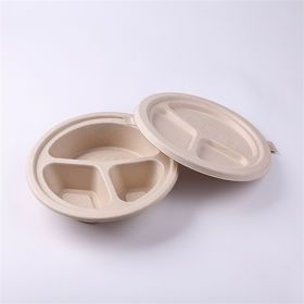 Disposal food box molded pulp eco-friendly packaging biodegradable wholesales factory