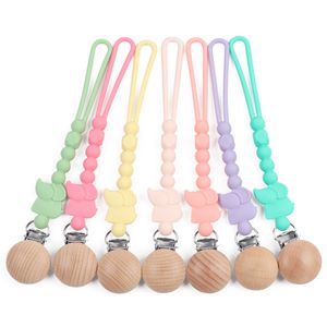 New Elephant Silicone Pacifier Holder with One Piece Design Pacifier Chain with Clip for Teether Toys Baby Shower Gift