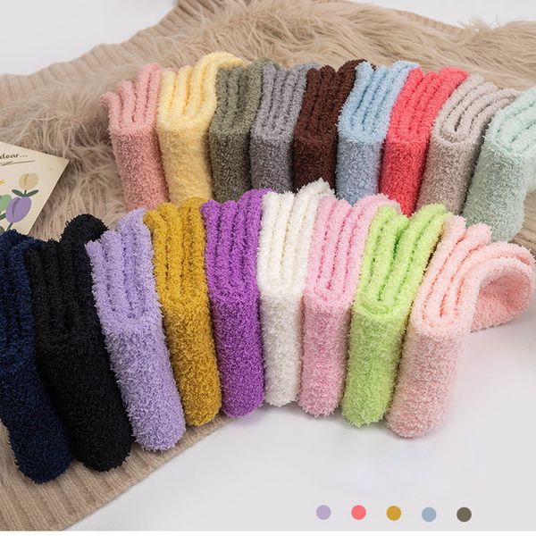 Wholesale Custom Color Women Coral Velvet Terry Warm And Comfy Socks for Winter