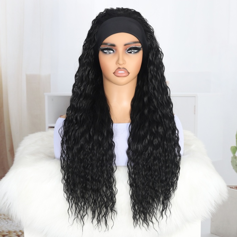 Xuchang Aolai Crafts Co., Ltd. High Temperature Fiber Headband Wigs Women Synthetic Long Hair Wig with Headband Attached Head Band Wigs