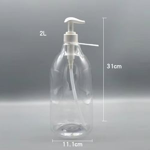 Manufacturer's PET Plastic 2L round Liquid Soap Bottle Screw Cap Essential Oils Shower Gels Conditioner Food Milk Logo Printing