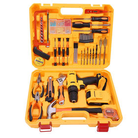 Power Tools Combination Toolbox Home Repair Toolkit Cordless Electric Screwdriver Tool Box Household Hand Tool Set OEM