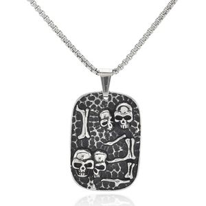 Fashion Punk Gothic Rocker Retro Skull Cast Military Brand Skull Stainless Steel Pendant Fashion Jewelry Necklace