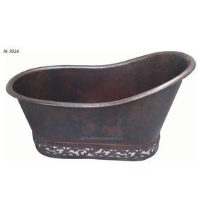 New Design Copper Bathtub With Black and Gold Finished Modern Design Customized Size Indoor Bathtub for Bathroom and Bath