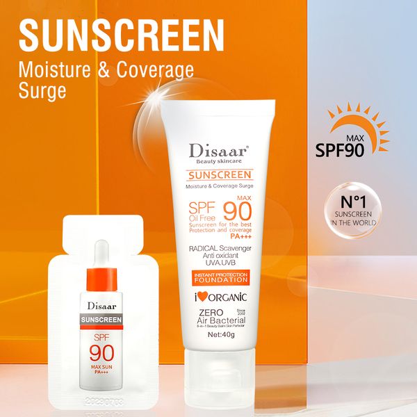 Disaar Sunscreen Moisture SPF90+ PA+ Skin UV Protection Oil Free Coverage Sunblock Cream