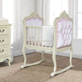 Wooden Bassinet Cream Colour Painted from Solid Wood Handmade Nursery Furniture from Indonesia
