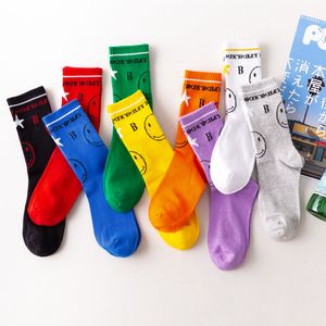 Fashion Custom Word Jacquard Pop Crew Sock Smiling Face Funny Custom Knit Socks For Women Girls