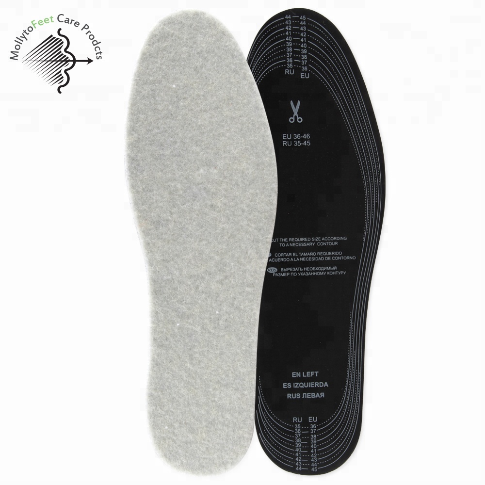 Deep Autumn Winter Spring Natural Warm Wool and Latex Foam Anti-slip Shoe Insoles for Work Boot Shoes All Seasons