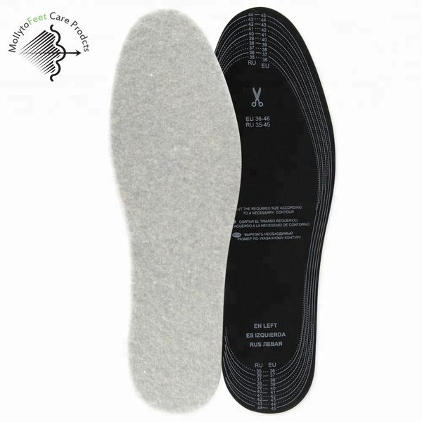 Deep Autumn Winter Spring Natural Warm Wool and Latex Foam Anti-slip Shoe Insoles for Work Boot Shoes All Seasons