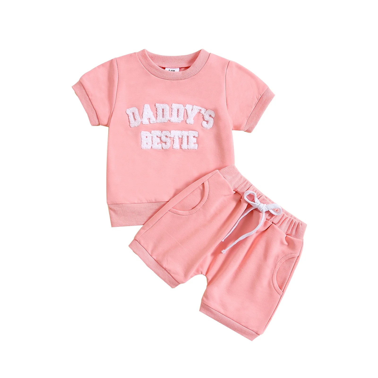 0-3Y Toddler Infant Kid Baby Girls Embroidery Clothes Sets Soft Short Sleeve T-shirt Tops Shorts Summer Outfits Clothing