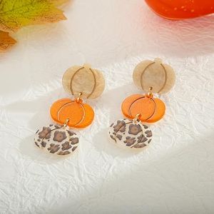 Beige, Orange, Brown, Three color Pumpkin Pendant Earrings