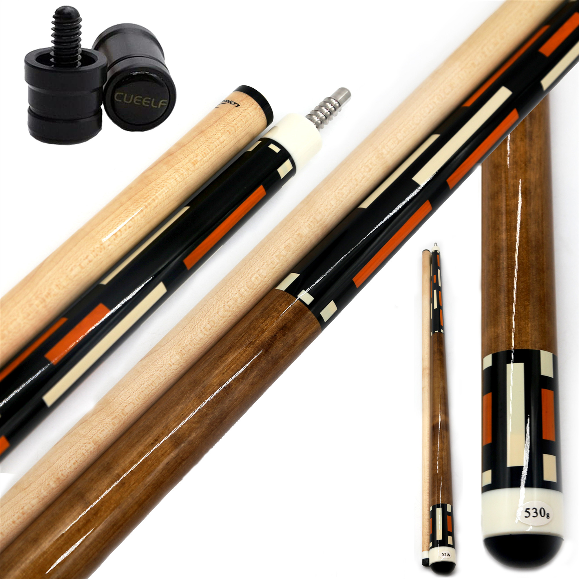 Shenyang Lucheng International Trade Co., Ltd. TQG-41Cueelf Professional Korean 3 Cushion Carom Stick 12mm Tip 142 Billiards Libre Cue with Maple & Ebony Butt Sleeve for Pool