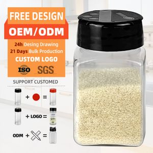 Kitchen Herb Spice Jar Pepper Container Custom Pet Plastic Transparent Plastic Spice Bottle Herbs Bottles with Flap Top Lid