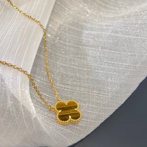 Charming Fashion S925 Sterling Silver Luxury Jewelry Women's 18k Gold-Plated Tiger Eye Lucky Necklace Wholesale