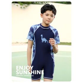 BSCI factory quick drying one piece short -Sleeve swimsuit sun surfing Suit Children's swimsuits boys baby swimsuits child