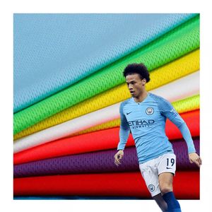 Wholesale Stock Bird Eye Mesh Single Jersey 100% Polyester Fabric For Sport Tela Para Sublimar  Football Jersey Material