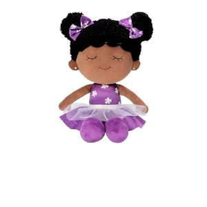 Beautiful African Black Doll Toy for Girls Fashion-Styled Plush Stuffed Animal Doll
